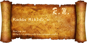 Radda Miklós névjegykártya